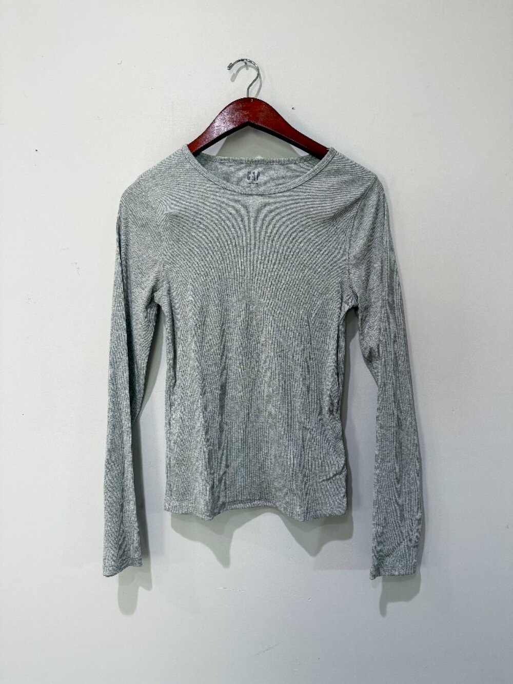 Gap Gray Ribbed Long Sleeve Top Women's M